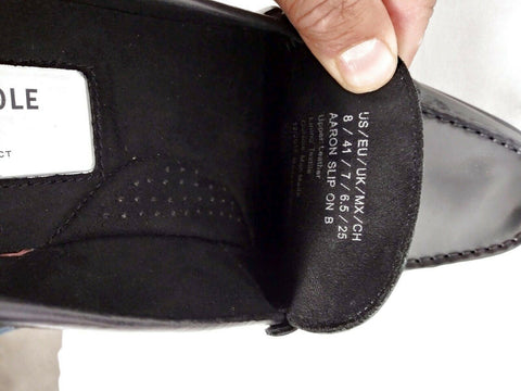 Awearness Kenneth Cole AWEAR-TECH Advance Slip On Black Moc Toe Leather Shoe 8 M - evorr.com