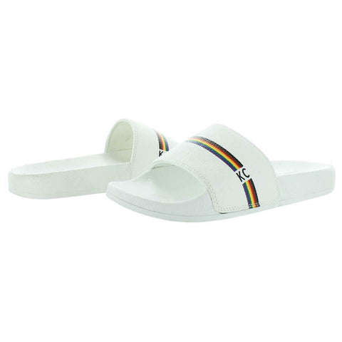 Kenneth Cole Reaction Mens Slide 4 Pride Pebble Flip-Flops Sandals White Slip On - evorr.com