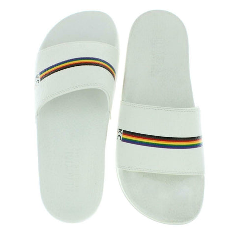Kenneth Cole Reaction Mens Slide 4 Pride Pebble Flip-Flops Sandals White Slip On - evorr.com