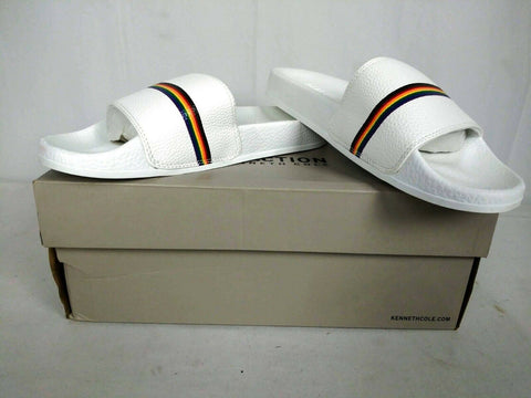 Kenneth Cole Reaction Mens Slide 4 Pride Pebble Flip-Flops Sandals White Slip On - evorr.com