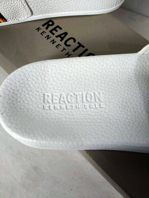 Kenneth Cole Reaction Mens Slide 4 Pride Pebble Flip-Flops Sandals White Slip On - evorr.com