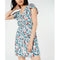 Maison Jules Womens Dress Flutter Sleeves Draw String Blue Red Flower Print XS - evorr.com