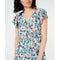 Maison Jules Womens Dress Flutter Sleeves Draw String Blue Red Flower Print XS - evorr.com