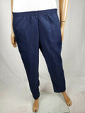 Karen Scott Women PullOn Ankle Pants Ruched Elastic Waist Pocket Blue Plus 2X 3X - evorr.com