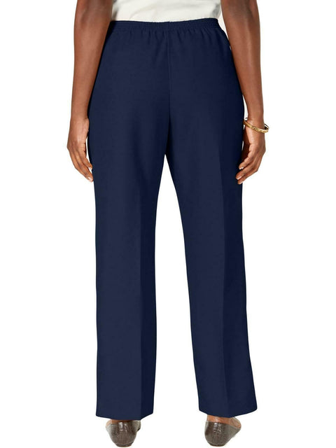 Karen Scott Womens Pull-On Comfort Waist Pants Ruched Elastic Waist Pockets Blue - evorr.com