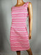 New TOMMY HILFIGER Women Sleeveless Pink Striped Dress Fit Flare Size 16 - evorr.com