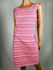 New TOMMY HILFIGER Women Sleeveless Pink Striped Dress Fit Flare Size 16 - evorr.com