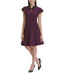 TOMMY HILFIGER Women Flutter Sleeve Collared Dress Fit Flare Purple Size 4 - evorr.com