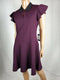 TOMMY HILFIGER Women Flutter Sleeve Collared Dress Fit Flare Purple Size 4 - evorr.com
