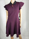 TOMMY HILFIGER Women Flutter Sleeve Collared Dress Fit Flare Purple Size 4 - evorr.com