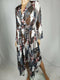 TOMMY HILFIGER Women Long Sleeve Black Multi Asymmetrical Hem Maxi Dress XS - evorr.com