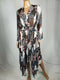 TOMMY HILFIGER Women Long Sleeve Black Multi Asymmetrical Hem Maxi Dress XS - evorr.com