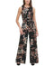 TOMMY HILFIGER Women Sleeveless Black Multi Floral Belted Jumpsuit Dress Size 12 - evorr.com