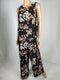 TOMMY HILFIGER Women Sleeveless Black Multi Floral Belted Jumpsuit Dress Size 12 - evorr.com