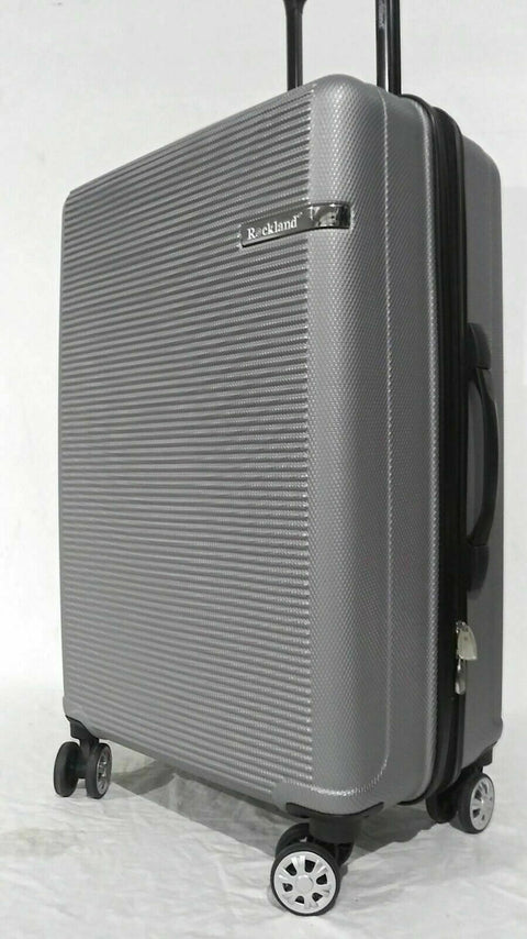 New Rockland Skyline 24" Hard Luggage Suitcase Silver Spinner Wheels