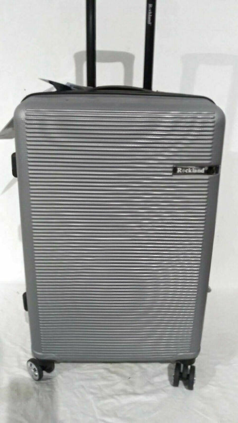 New Rockland Skyline 24" Hard Luggage Suitcase Silver Spinner Wheels