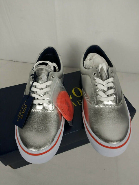 Polo Ralph Lauren Men Sneakers Metallic THORTON III Silver Shoes Size 8.5 D - evorr.com