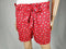 Maison Jules Women Red Printed High Waist Shorts Paper-Bag Waist Belted Size M - evorr.com