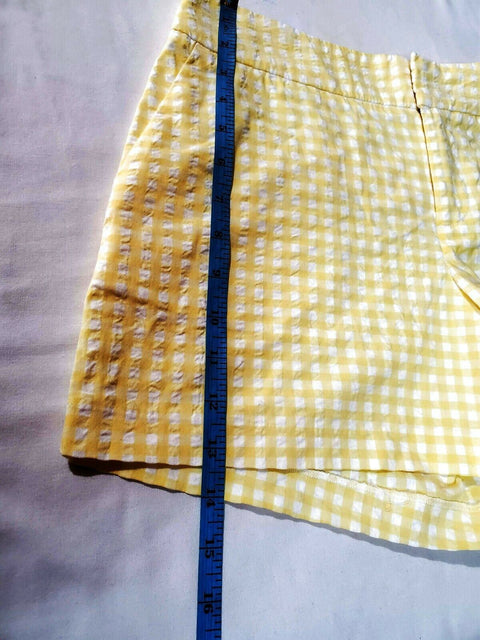 Maison Jules Women Yellow White Checks Shorts Casual Size 6 - evorr.com
