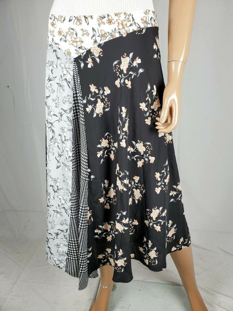 New Calvin Klein Women Black Mix Print A-Line Skirt Casual  Size 6 - evorr.com