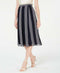 Anne Klein Women Blue Bilbao Stripe Printed Chiffon Midi Skirt Casual Size 12 - evorr.com