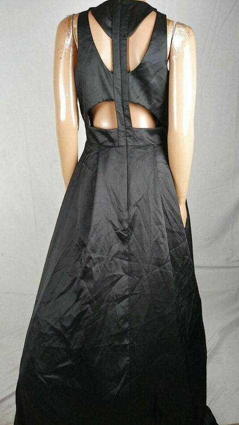 Authentic BETSY & ADAM Women Black Formal Long Party Satin Gown Lined Dress 8