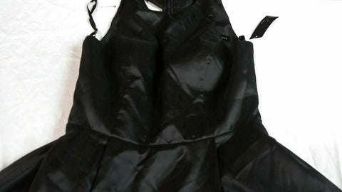 Authentic BETSY & ADAM Women Black Formal Long Party Satin Gown Lined Dress 8