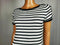 Lauren Ralph Lauren Women Black White Striped Cotton Blouse Top Boat Neck Small - evorr.com