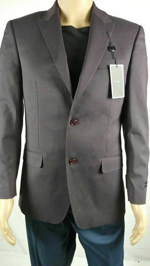 SEAN JOHN Men's Long Sleeve Two Button Blazer Jacket Coat Blazer Stretch Wine 38 - evorr.com