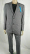 Perry Ellis Men Grey 2PC Suit Two Button Jacket Lined Coat 40L Slim-Fit Pant 34W - evorr.com