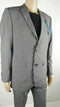 Perry Ellis Men Grey 2PC Suit Two Button Jacket Lined Coat 40L Slim-Fit Pant 34W - evorr.com