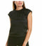 New Vince Camuto Womens Ruched Neck Shirred Black Cap Sleeve Blouse Top Medium M - evorr.com