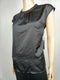 New Vince Camuto Womens Ruched Neck Shirred Black Cap Sleeve Blouse Top Medium M - evorr.com