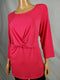 Alfani Women Scoop Neck 3/4 Sleeve Knit Cross Knot Front Tunic Top Pink Plus 1X - evorr.com