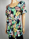 Calvin Klein Women Short Sleeve V-Neck Floral Printed Cotton Blouse Top Plus 3X - evorr.com
