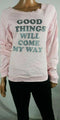 Live in Love Peace Love World Women Sweatshirt Pink Long-Sleeves Pullover Top L - evorr.com