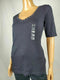 Karen Scott Women Elbow Sleeve Black V-Neck Embellished Button Blouse Top Small - evorr.com
