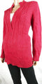 Karen Scott Women V-Neck Long Sleeve Cable-Knit Collar Cotton Red Sweater Top M - evorr.com