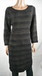 Calvin Klein Women 3/4 Sleeve Scoop-Neck Striped Winter Sweater Tunic Dress XL - evorr.com
