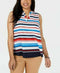 Charter Club Women Sleeveless V-Neck Multi Striped Colorblock Blouse Top Plus 2X - evorr.com