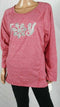 Style&co. Women Long Sleeve Red Joy Embellish Scoop-Neck Sweatshirt Top Plus 16W - evorr.com