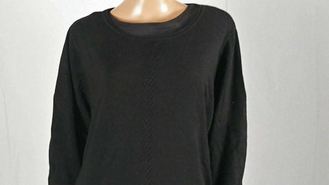 Karen Scott Womens 3/4 Sleeve Black Pointelle Knit Lightweight Sweater Plus 3X - evorr.com