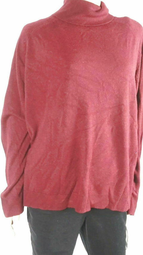 Karen Scott Womens Long Sleeves Turtle-Neck Knitted Red Sweater Acrylic Plus 3X - evorr.com
