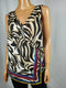 INC International Women Brown Sleeveless Zebra Printed Faux Wrap Blouse Top L - evorr.com