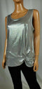INC CONCEPTS Women Silver Sleeveless Scoop Neck Ruched Metallic Top Petite L - evorr.com