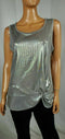 INC CONCEPTS Women Silver Sleeveless Scoop Neck Ruched Metallic Top Petite L - evorr.com