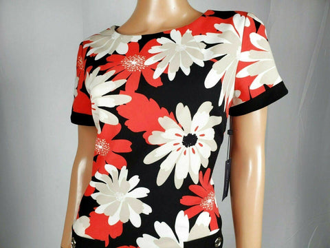 New TOMMY HILFIGER Women Short Sleeve Pocket Stretch Lined Dress Multi Flowers 8 - evorr.com