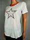 TOMMY HILFIGER Women White STAR Logo Scoop Neck Red Short Sleeve Blouse Top S - evorr.com