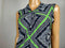 New TOMMY HILFIGER Women Blue Green Geo-Print Knot Neck Sleeveless Blouse Top L - evorr.com