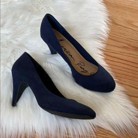American Rag Womens Felix Fabric Round Toe Classic Pumps 3" Heel Shoe 10 M Blue - evorr.com